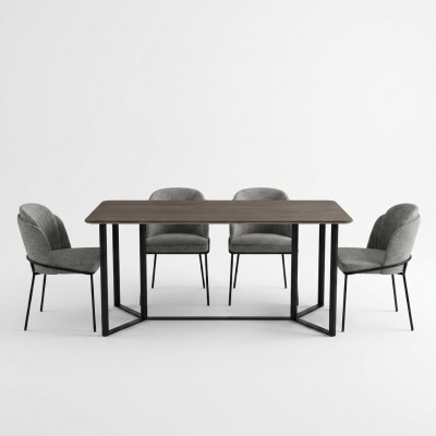 Iesszëmmer Iesseck Iessgrupp Iessdësch Set 7 Stéck Holz Brong Still Modern