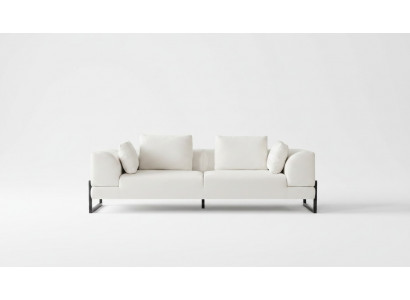 Dräi-Sëtzer Sofae 3-Sëtzer Polstersofae Wäiss Stoff Stoffsofa Holz Sofae