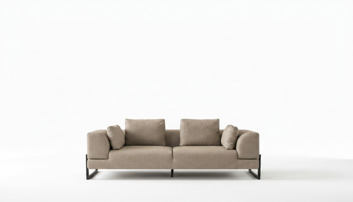 Sofa Dräisiichter 3 Sëtzer Polstersofa Griis Stoff Stoffsofa Holz Sofasen