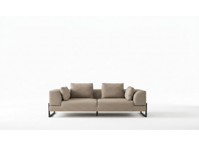 Sofa Dräisiichter 3 Sëtzer Polstersofa Griis Stoff Stoffsofa Holz Sofasen