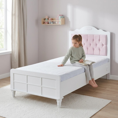 Kandebett, Bett, Kannerzëmmer, Kannerzëmmermiwwelen, Rosa, Holz, Chesterfield