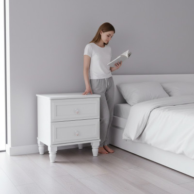 Nuechtkonsole Nuetchtisch Konsolen Holz Schlofkummer Modern Wäiss Meedchen