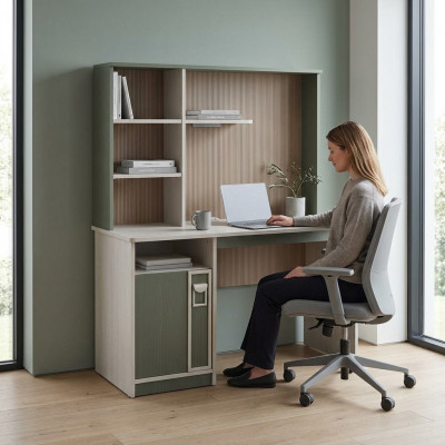Schreifdësch Regal Computerdësch Holz Gri Kinderzëmmer Dësch Kanner
