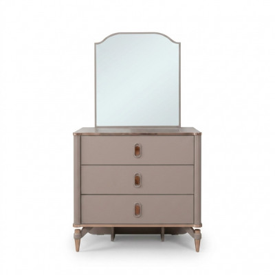 Kommod Garnissage mat Spigel Holz Kannerzëmmer Beige Konsol-Set