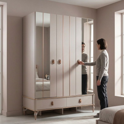 Luxus Kleederschaf fir Kanner aus Holz Schaf Beige Spigel