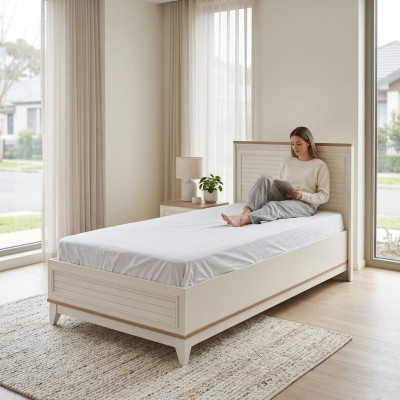 Kannerbett Bettrahmen Bett Kannerzëmmer Bettgesteller Wäiss Modern 100cm