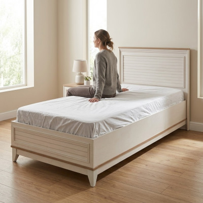 Kannermebel Bett Kannerbett Bettrahmen Kannerschlofkummer Wäiss Modern 120cm