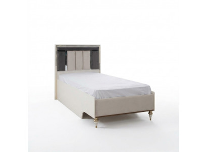 Kandebett Bettrahmen Bett 120cm Kannerzëmmer Bettgestell Beige Stoff