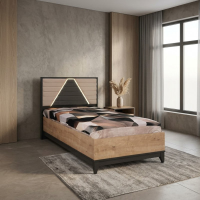 Bett 120 cm Kannerbett Bettgestell Kannerzëmmer Brong Holz Better Nei
