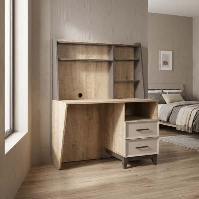 Schreibtisch Computerdësch Braun Kannerzëmmer Miwwele Holz Dësch Regal.