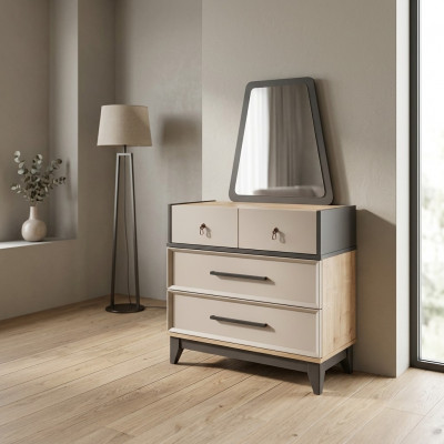 Grupp Kommode Garnitur mat Spigel Holz Kannerzëmmer Beige Konsole