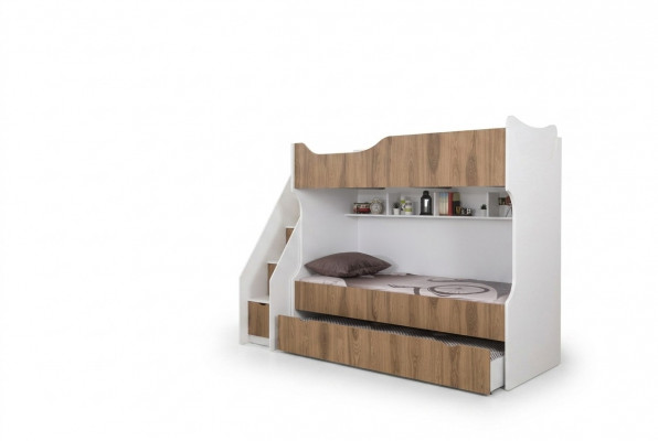 Kannerbett, Stackbett, Bett, Kannermiwwele, Wäiss Garnitur, Modern Kanner.