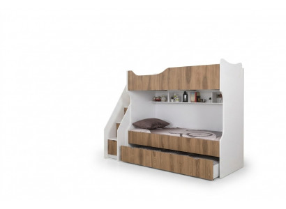Kannerbett, Stackbett, Bett, Kannermiwwele, Wäiss Garnitur, Modern Kanner.