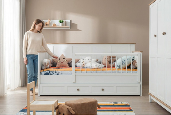 Kandebettchen Kanderaumher Tittelchen Krëpp Wäiss Holz Bett Modern