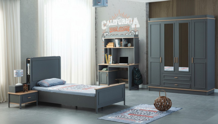 Garnitur Kannerzëmmer Bett Kannerbett Kannermebel Gro Holz Set 4 Stéck