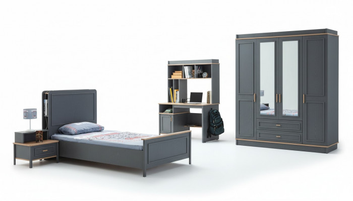 Garnitur Kannerzëmmer Bett Kannerbett Kannermebel Gro Holz Set 4 Stéck