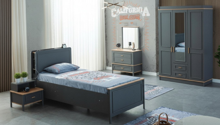 Kannersmiewel Garnitur Kannerzëmmer Bett Kannerbett Gro Holz Set 5 Deeler
