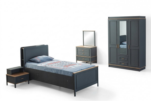 Kandebett Kannerzëmmer Kannermebel Garnitur Bett Gro Holz Set 5-Stéck