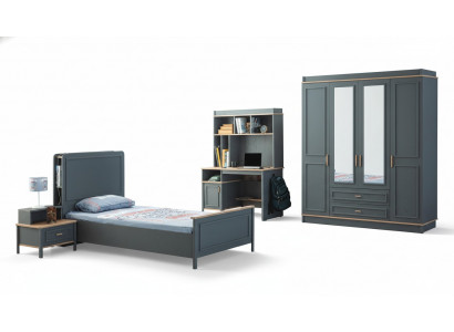 Kannerzëmmermiwwelen Kannerzëmmer Bett Kannerbett Gro Holz Set 4stéckeg