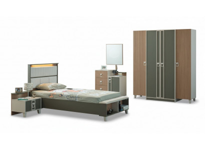 Komplett Kanner Miwwelen Kannerbett Bett Holz Set 5 Stécker Kannerzëmmer Gro