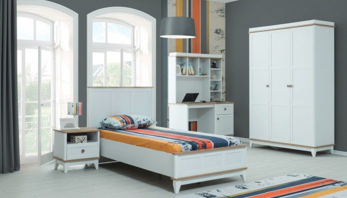 Kannerbett Jugendmoebel Kannerbett Komplett Wäiss Holz Set 4 Deeler Modern