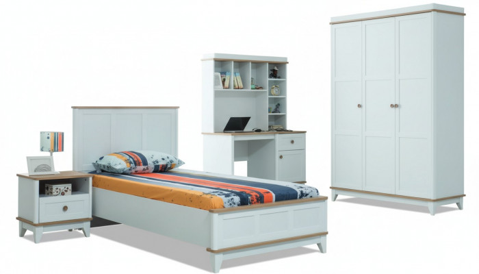 Kannerbett Jugendmoebel Kannerbett Komplett Wäiss Holz Set 4 Deeler Modern