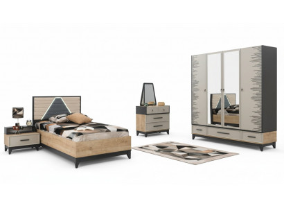 Set Kannerzëmmer Bett Schaf Braun Holz Set Jugendbett 5tlg Miwwelen