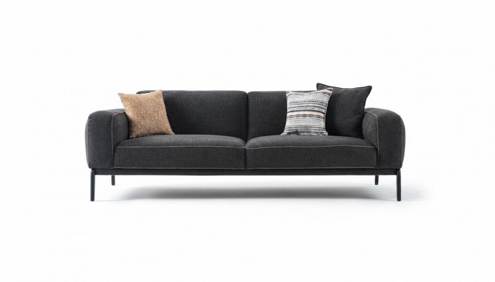 Elegante Polstersofa Sofa 3 Sëtzer Couch Dräisëtzer Gro Stoff Modern Polstersofa