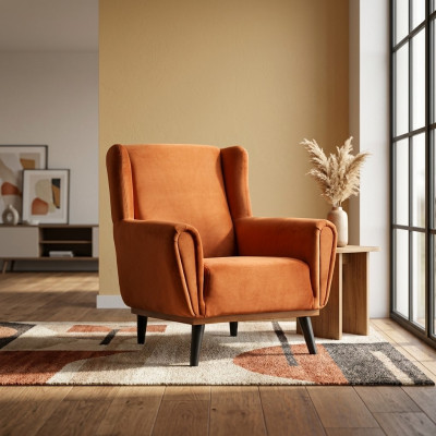 Fautëuil Eenzuel 1 Sëtz Stofffautëuil Orange Design Clubfautëuil Modern
