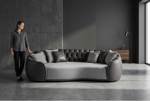 Zeitlos Eleganz Chesterfield Dräisëtzer Sofa 3 Sëtzer Gro Stoffsofa Stoff Polstersofa