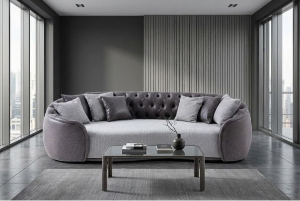 Zeitlos Eleganz Chesterfield Dräisëtzer Sofa 3 Sëtzer Gro Stoffsofa Stoff Polstersofa