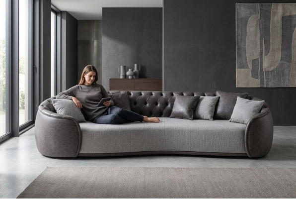 Viersëtzer Chesterfield Sofa 4 Sëtzer Gro Stoffsofa Stoff Polstersofa