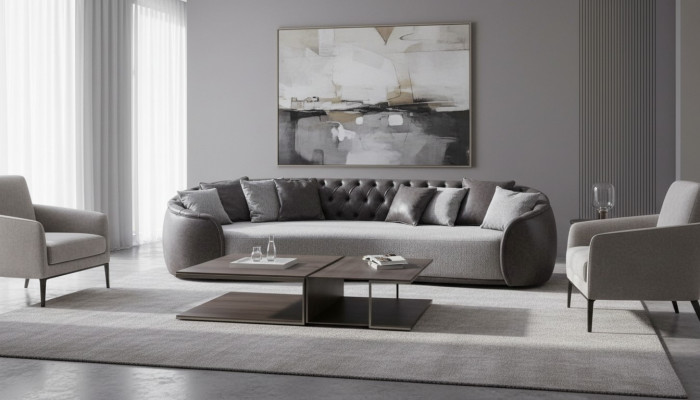 Viersëtzer Chesterfield Sofa 4 Sëtzer Gro Stoffsofa Stoff Polstersofa