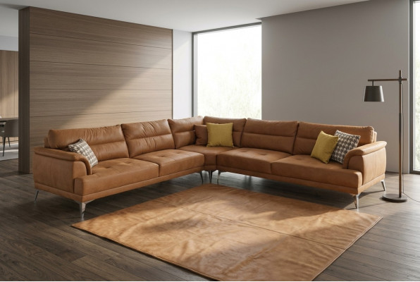 Polstersofa Ecksofa L Form Grouss Wunnlandschaft Sofa Braun Modern