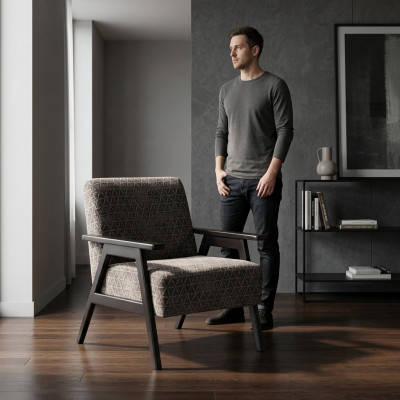 Wunnzëmmer Fauteuil Eenzelsëtz 1 Sëtz Stoffsëtz Gro Klassesch Nei