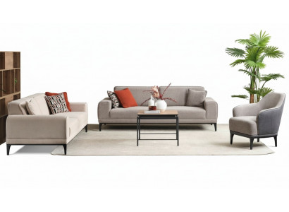 Sofagarnitur Drësëtzeger Eensëtzer Fauteuil Sofa Stoff Gro Stoffsofa Set 3+3+1