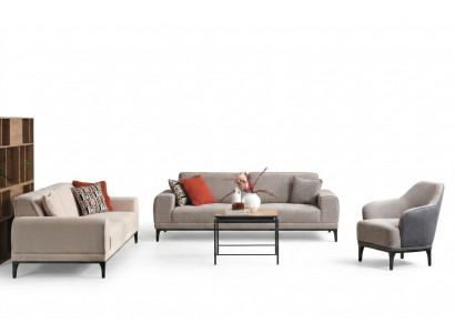 Dräisëtzer Zweesëtzer Fauteuil Sofa Stoff Gro Stoffsofa Set 3+2+1