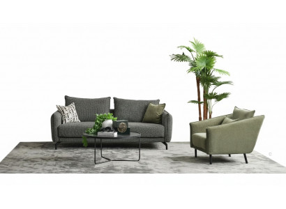 Wunnzëmmer Garnitur Sofagarnitur Dräisëtzer Fauteuil Grom Stoffsofa Set 3+1 Sëtzer