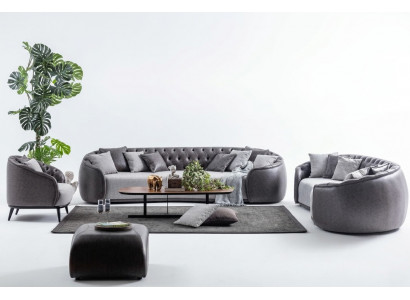 Luxus Villa Miwwel Griich Chesterfield Canapé Kompositioun Stoffcouchen Textil 4+3+1