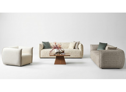 Canapé-Set Dräi-Sëtzer Fauteuil Sofa Stoff Beige Stoffsofa Véiersëtzer 4+3+1