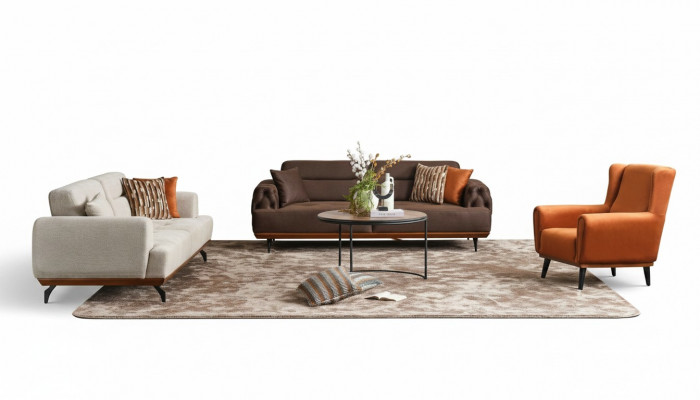 Canapé-Set Dräisëtzer Still Sofa Stoff 4 Deeler Stoffcanapé Méifaarweg 3+3+1+1
