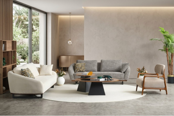 Mega Garnitur Sofas Dräisëtzer Fotell Sofa Stoff Stoffsofa Polstersofa 3+3+1+1