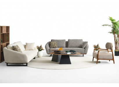 Mega Garnitur Sofas Dräisëtzer Fotell Sofa Stoff Stoffsofa Polstersofa 3+3+1+1