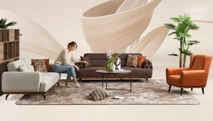 Canapé-Set Polstersofa Méifaarweg Dräisëtzer Fauteuil Sofa Stoff Set 3+3+1