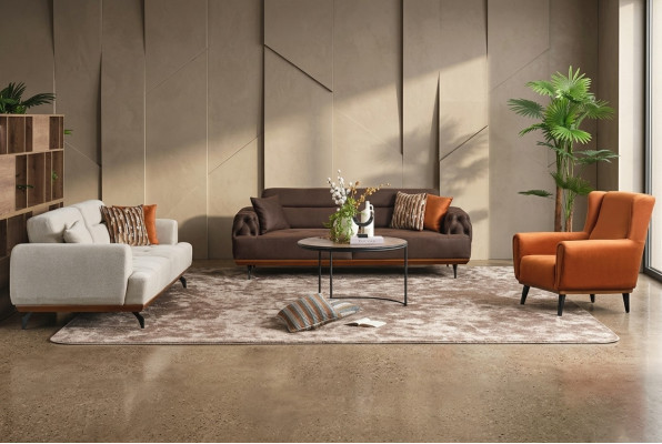 Canapé-Set Polstersofa Méifaarweg Dräisëtzer Fauteuil Sofa Stoff Set 3+3+1