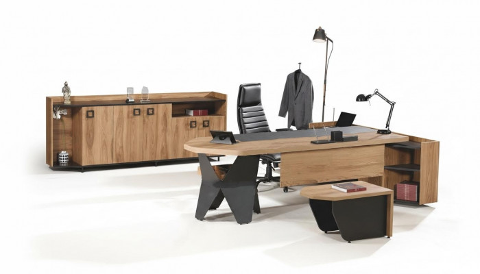 Garnitur Büro Schreifdësch Bürosdësch Set 4tlg Holz Braun Kommode Grouss