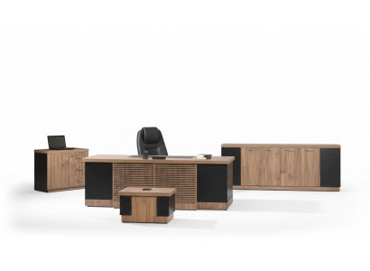Aarbechtszëmmermiwwel Büro Schreifdësch Bürodësch Set 4-Stéck Holz Braun