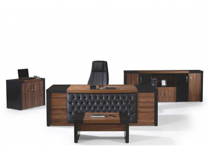 Bürosdësch Bürosmiwwel Komplettbüro Schreifdësch Set 4-Stéck Holz Braun Büro