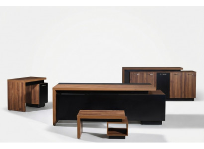 Schreifdësch Büro Miwwelen Komplettbüro Schreifdësch Set 4tlg Holz Schwaarz