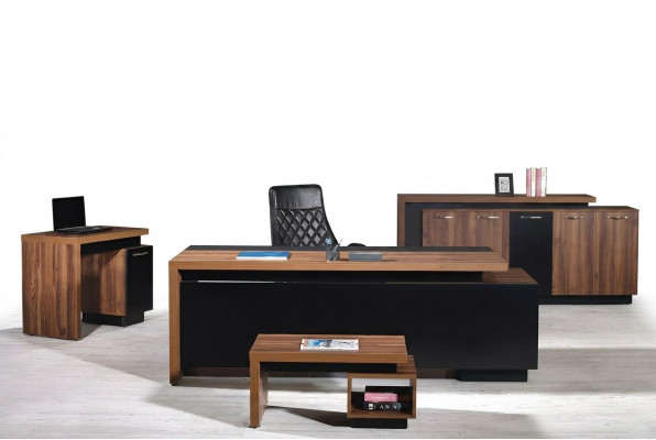 Büromiwwel Komplettbüro Schreifdësch Büro Bürosdësch 4-Deeler Holz Schwaarz
